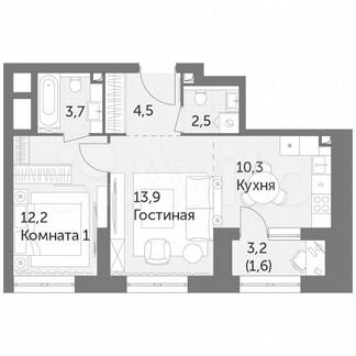 2-к квартира, 48.7 м², 2/38 эт.