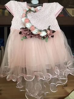 Красивое платье+ободок.р.80