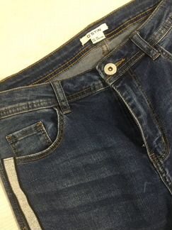 Джинсы с лампасами синие металлик скинни Ostin