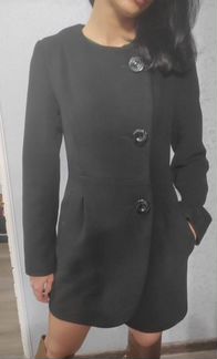 Пальто чёрное весна-осень xs