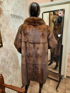 Норковая Шуба 50-52,Орех, длина 95см,Без дефекта