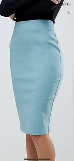 Новая голубая юбка-карандаш с завышенной талией