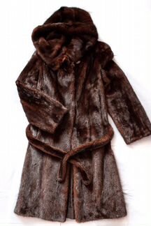 Норковая шуба с поясом