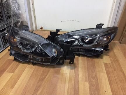 Диодные LED фары Мазда 6 GJ рестайлинг чёрные