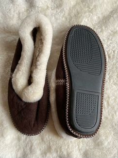 Мужские тапочки из меха овчины.Коричневые чувяки