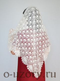 Оренбургский пуховый платок. Косынка белая пуховая