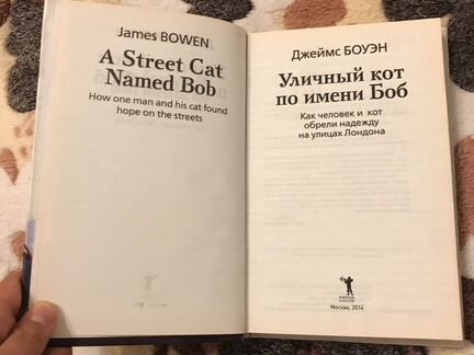 Книга Джемса Боуэна «Уличный кот по имени Боб»