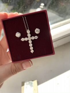 Крестик и серьги 925пробы