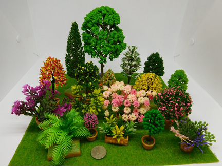 Деревья и цветы для кукольного дома и макета