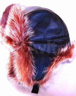 Шапка-ушанка кожа-мех-енота новая р.56-62-Обмен