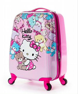 Детский чемодан на колесах Hello Kitty с мишками