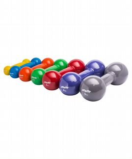 Гантель виниловая DB-102 1 кг, голубая, Starfit