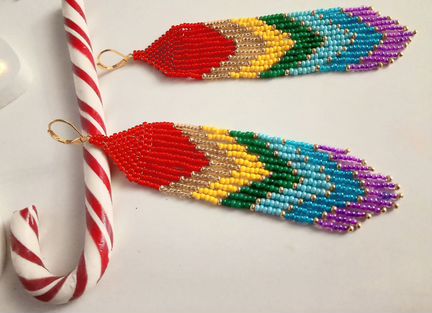 Серьги длинные из бисера бижутерия