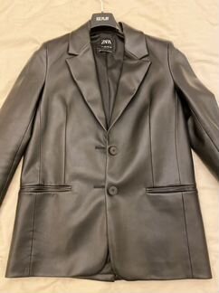 Кожаный пиджак zara 2020