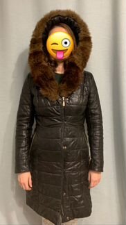 Пуховик натуральная кожа женский 42р