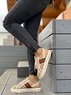 Кеды gucci Гуччи тканевые GG