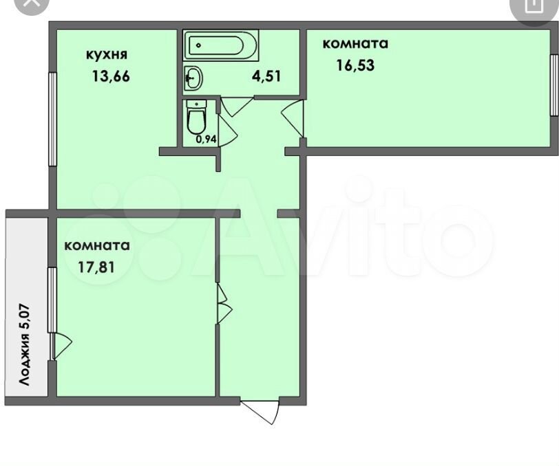 2-к квартира, 65 м², 6/9 эт.