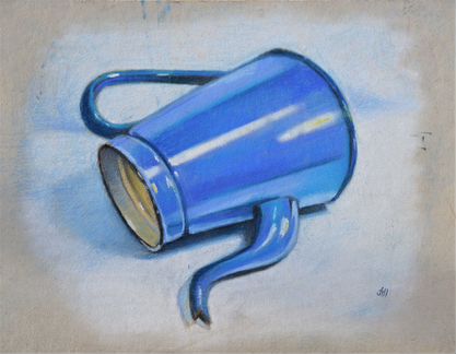 Картина пастелью, натюрморт с чайником, рисунок