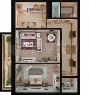 2-к квартира, 64.2 м², 17/19 эт.