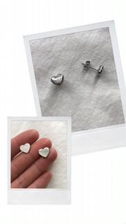 Серьги гвоздики сердечки из медицинской стали