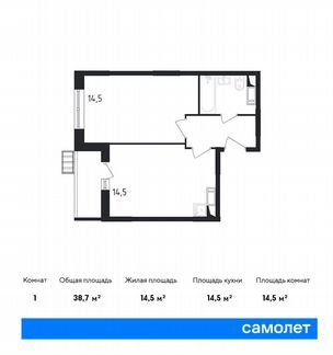 1-к квартира, 38.7 м², 12/13 эт.