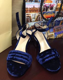 Босоножки новые 36 размер синие велюровые вечерние