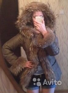 Пуховик с натуральным мехом зима XS
